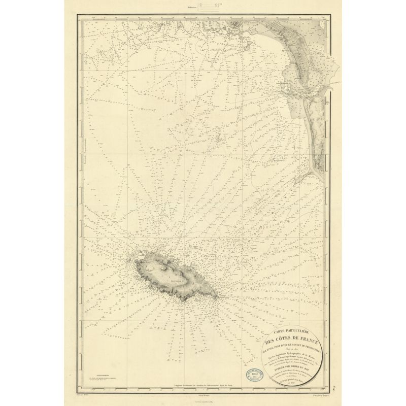 Reproduction of old nautical chart - 147 - ILE d'YEU - FRANCE (Côte Ouest) - ATLANTIQUE - (1828 - ?)