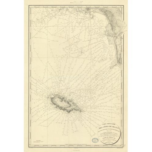 Reproduction of old nautical chart - 147 - ILE d'YEU - FRANCE (Côte Ouest) - ATLANTIQUE - (1828 - ?)