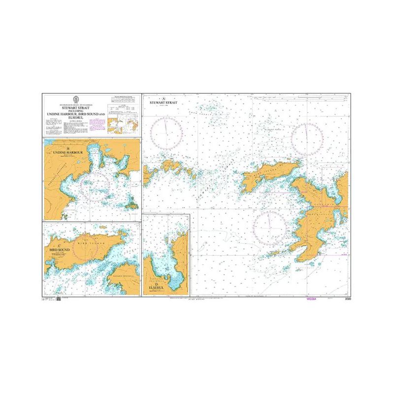 Admiralty - 3589 - carte marine - Détroit de Stewart, y compris le port d'Undine, Bird Sound et Elsehul