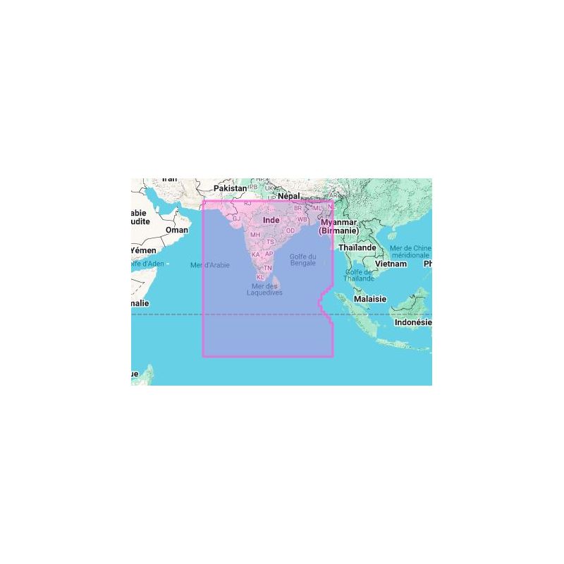 Carte marine Navionics - Navionics+ Regular NAAW015R - Sous-continent indien