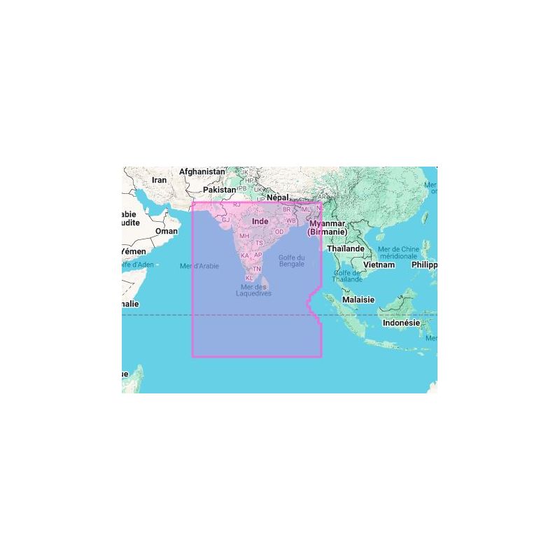 Carte marine Navionics - Platinum+ Regular NPAW015R - Sous-continent indien