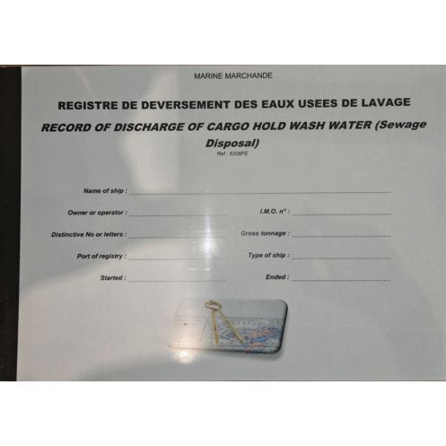 LJB - 6206FE - Registre de déversement des eaux usées de lavage - MARPOL Consolidated 2017 Edition - version20171106