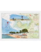 Carte marine peinte sur châssis bois