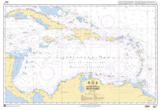 carte marine des Caraïbes