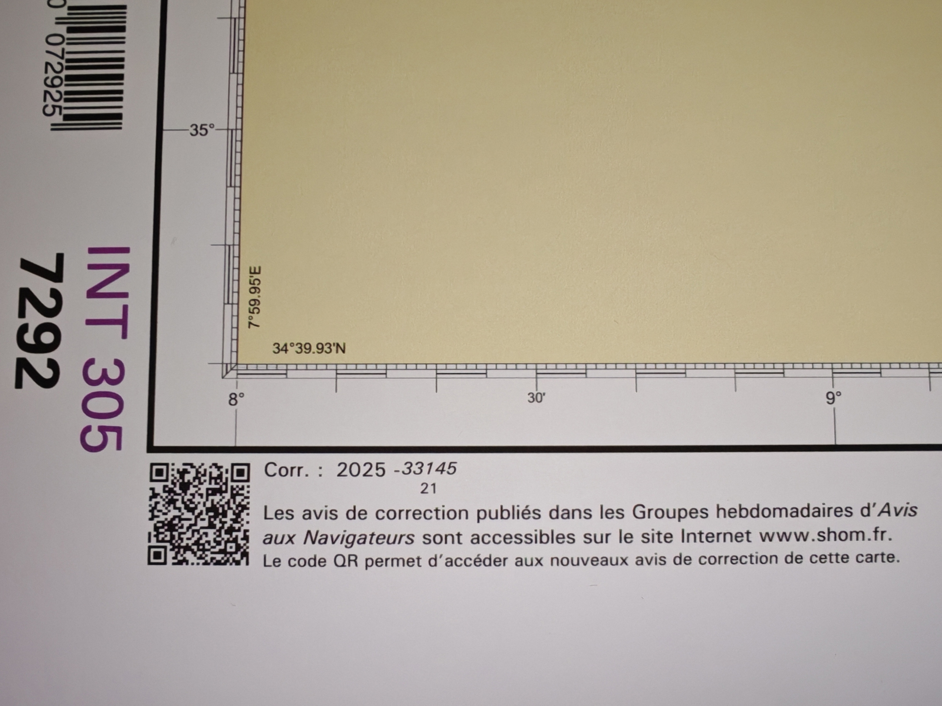 vérifier le numéro de correction de la carte marine