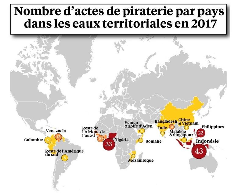 Carte de piraterie en mer